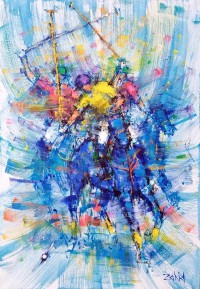 Zahid Saleem, 24 x 36 Inch, Acrylic on Canvas, Polo Painting, AC-ZS-207